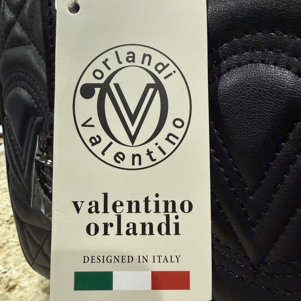 Valentino Orlandi Large Black Tote With Detachable Shoulder Strap Matching Pouch - Picture 3 of 7